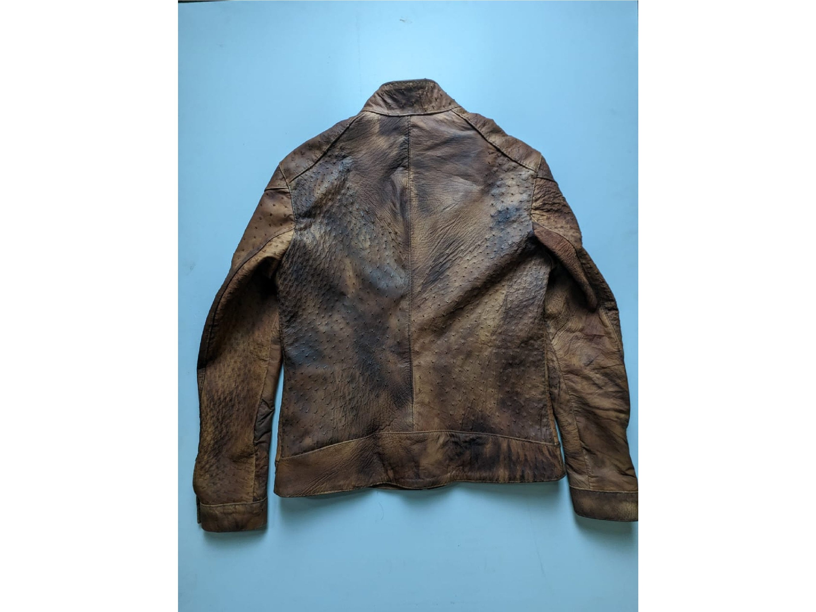 Ostrich Leather Jacket Rustic Brown Smart Casual Jacket Etsy