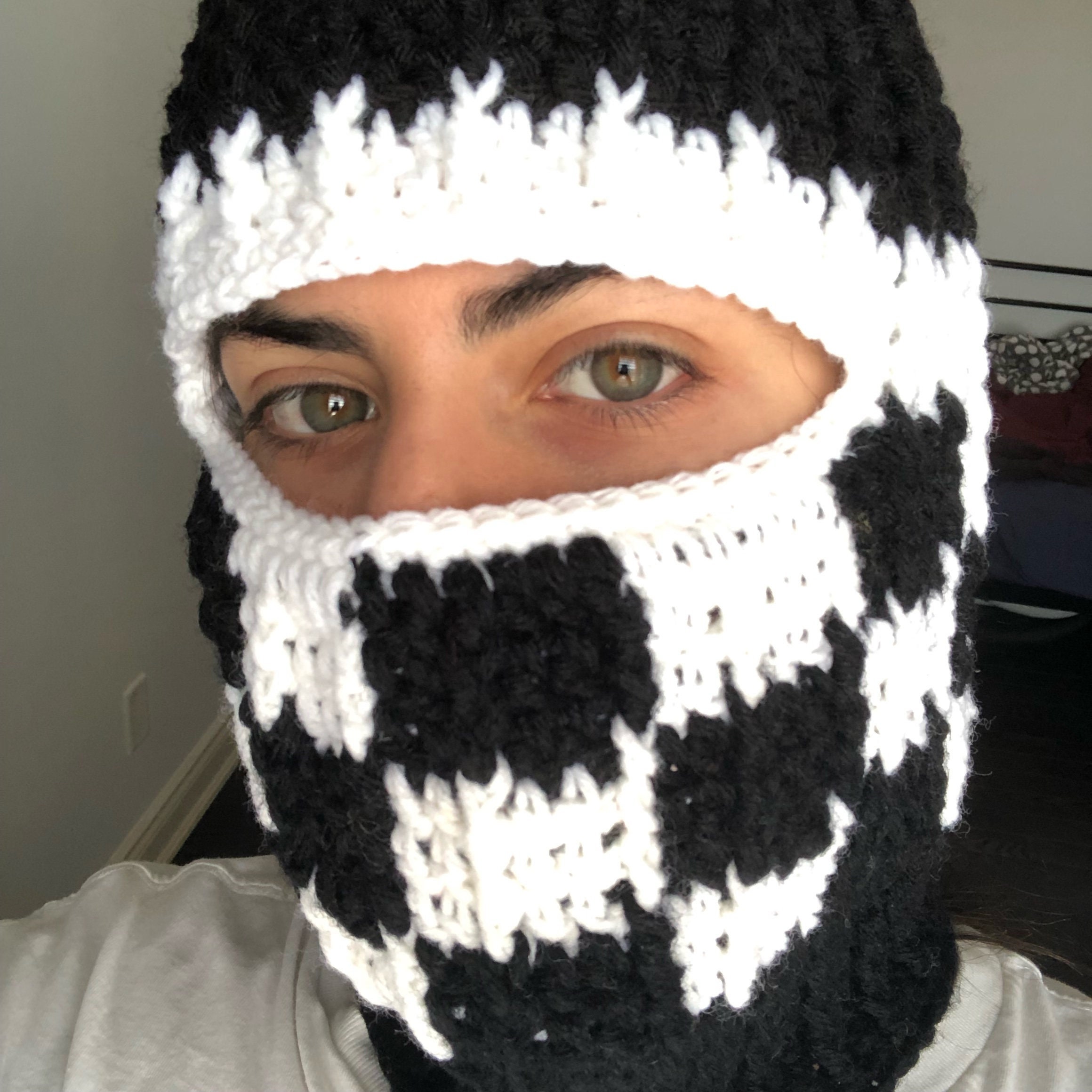 Balaclava, Crochet Balaclava, Checkered Balaclava, Checkered
