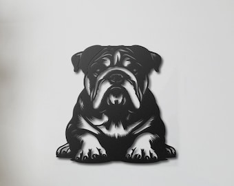 Bulldog Metal Wall Decor - Bulldog Portrait Decor - Bulldog Metal Wall Art - Dog Lovers Gifts - Bulldog Metal Sign, Garden Wall Decor