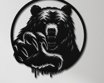 Bear Metal Wall Art, Rustic Cabin Decor, Wildlife Wall Decor, Lodge Wall Hanging, Nature Lover Gift