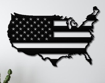 USA Map Metal Wall Art, United States Silhouette, Minimalist Office Decor, Patriotic Wall Art, Travel Map, Housewarming Gift for Home