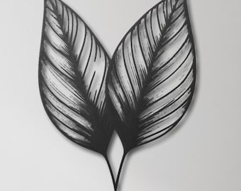 Minimalist Leaves Metal Wall Art – Nature-Inspired Decor – Botanical Silhouette Decor - Modern Home & Office Wall Hanging - Leaf Wall Decor