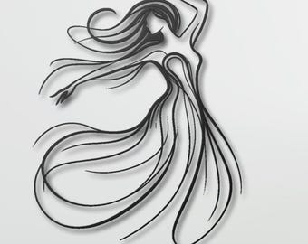 Minimalist Dancing Woman Metal Wall Art - Modern Decor for Living Room - Dancing Girl Wall Decor - Dancing Woman Wall Decor - Bedroom  Decor