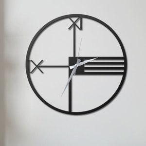 Minimalist Wall Clock, Modern Mid-Century Oversize Wall Clock Art, Black Silent Wall Clock Gift, Unique Home Decor, Wanduhr, Horloge Murale