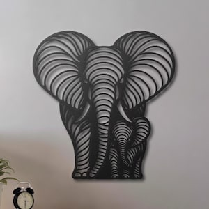 Elephant Family Metal Wall Art - Nursery Metal Wall Hanging - Elephant Wall Decor - Kindergarten Wall Decor - Mom and Kid Wall Decor