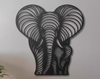 Elephant Family Metal Wall Art - Nursery Metal Wall Hanging - Elephant Wall Decor - Kindergarten Wall Decor - Mom and Kid Wall Decor