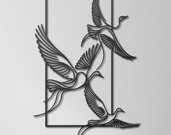 Minimalist Flying Birds Metal Wall Art, Elegant Line Art Decor, Unique Home Decor for Bird Lovers, Large Birds Wall Art, Bedroom Wall Decor