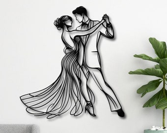 Bride and Groom Dancing Metal Wall Art - Valentine's Day Wall Sculpture - Romantic Home Decor - Anniversary Gift - Wedding Wall Decor