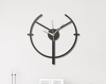 Minimalist Metal Wall Clock, Modern Home Decor, Large Wall Clock, Unique Clock for Office Decor, Living Room Wall Decor, Housewarming Gifts