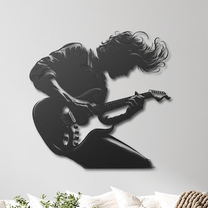 Guitarist Metal Wall Art, Guitarist Wall Decor, Gifts for Rock Music Lover, Electric Guitar Wall Art, Guitarist Wall Art, Rock Music Decor