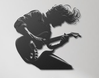 Guitarist Metal Wall Art, Guitarist Wall Decor, Gifts for Rock Music Lover, Electric Guitar Wall Art, Guitarist Wall Art, Rock Music Decor