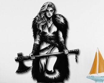 Viking Shieldmaiden Metal Wall Art, Norse Woman Warrior, Valkyrie Decor, Lagertha Inspired Sign, Pagan Home Decor, Feminist Gift for Her
