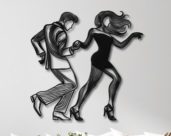 Minimalist Metal Wall Art of a Couple Dancing, Modern Home Decor for Living Rooms, Unique Gift Idea for Dancers, Anniversary Gifts