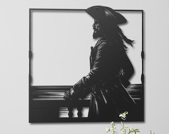 Pirate Captain Metal Wall Decor, Unique Nautical Wall Art, Pirate Metal Wall Hanging, Pirate Captain Wall Decor