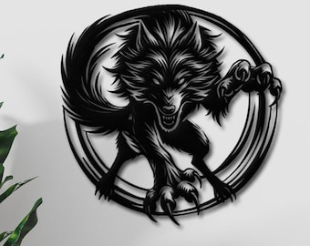 Wild Wolf Metal Wall Art, Rustic Home Decor, Unique Wildlife Gift, Hunter Gifts, Cabin Sign, Fathers Day Gift, Farmhouse Decor