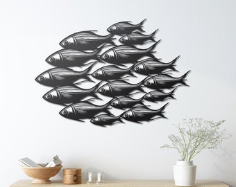 Fishes Metal Wall Art, School of Fish Wall Decor, Coastal Wall Art, Nautical Wall Decor, Metal Fish Wall Decor, Living Room Wall Decor