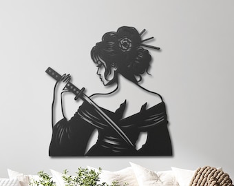 Geisha Metal Wall Art, Geisha Wall Decor, Japanese Wall Art, Japan Room Decor, Japanese Gifts, Japan Bedroom Decor, Asian Decor, Geisha Art