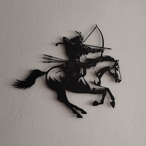 Samurai Metal Wall Decor, Bushido Samurai Metal Wall Art, Japanese Art Room Decor, Samurai Metal Poster, Samurai Riding Horse Wall Decor