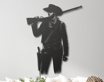 Cowboy Metal Wall Art, Western Home Decor, Western Metal Poster