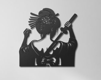 Geisha Metal Wall Art, Geisha Metal Wall Decor, Japanese Wall Art, Japan Room Decor, Japanese Gifts, Japan Bedroom Decor, Asian Decor