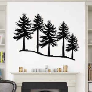 Family of Pine Trees Metal Wall Decor, Extra Large Tree Decor, Outdoor Wall Hanging, Home Wall Decor, Forest Wall Decor, Fireplace Decor