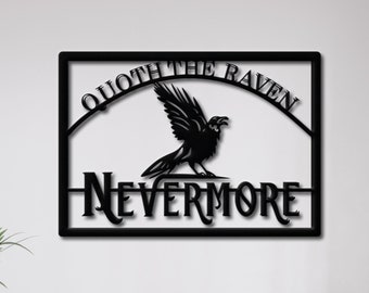Quoth the Raven 'Nevermore' Metal Wall Art, Edgar Allan Poe Quote, The Raven Poem Metal Wall Art, Gothic Home Décor, Literary Gift