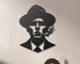 Smoking Man Metal Wall Decor, Man Smokes Wall Decor, Man Cave Decor, Gift for Brother, Smoking Mafia Wall Decor