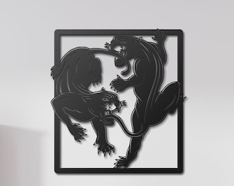 Black Panther Metal Wall Art,Black Panther Wall Decor,Asian Decor,Wild Animal Decor,Black Panther Sculpture Metal Wall Sign,Bedroom Wall Art