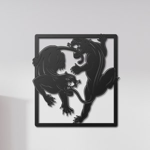 Black Panther Metal Wall Art, Black Panther Wall Decor, Asian Decor, Wild Animal Decor, Black Panther Sculpture Metal Wall Sign