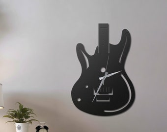 Guitar Metal Wall Clock, Music Room Wall Clock, Music Gifts, Guitarist Decor Wall Clock, Guitarist Gifts, Modern Wall Clock, Man Cave Decor