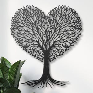 Heart Tree Metal Wall Art - Tree of Love Metal Wall Art - Tree Metal Wall Decor - Tree of Life Decor - Minimalist Tree Wall Decor