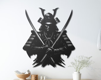 Samurai Bushido Metal Wall Decor, Japanese Bushido Decor, Samurai with Katana Wall Art, Japanese Art, Bushido Metal Sign, Japanese Gifts