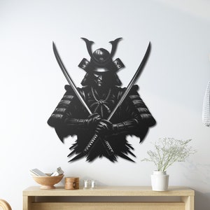 Samurai Bushido Metal Wall Decor, Japanese Bushido Decor, Samurai with Katana Wall Art, Japanese Art, Bushido Metal Sign, Japanese Gifts