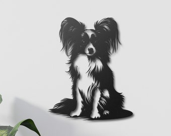 Papillon Dog Metal Wall Art, Papillon Dog Metal Wall Decor, Dog Lover Gifts, Lovely Papillon Home Decor