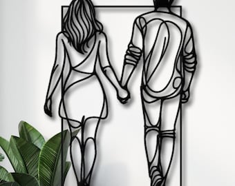 Romantic Metal Wall Art - Husband and Wife Wall Decor - Anniversary Gifts for Wife - Wedding Wall Decor - Romantic Bedroom Decor -