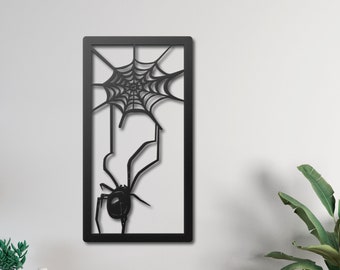 Spider Metal Wall Art,Spider Sculpture Metal Wall Decor,Insect Wall Art,Spider Metal Sign Bedroom,Spider Room Decor,Spider Web Wall Art Gift