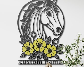 Custom Horse Name Sign, Metal Farmhouse Wall Decor, Personalized Horse Lover Gift, Stable Sign, Equine Art