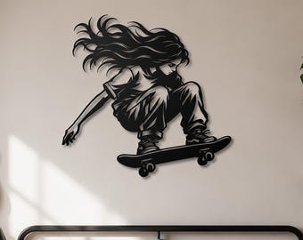 Skater Girl Metal Wall Art, Teen Girl Gifts, Teenager Room Decor
