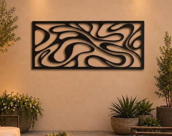 Oversized Abstract Outdoor Metal Wall Art, Modern Patio Decor, Luxury Poolside Wall Hanging, Contemporary New Home Gifts