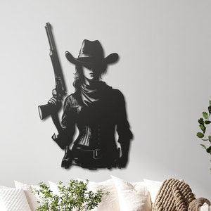 Female Cowboy Metal Wall Art, Woman Cowboy Wall Decor, Western Metal Poster