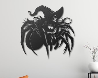 Gothic Spider Woman Metal Wall Art | Dark Aesthetic Home Decor | Unique Gothic Gift | Gothic Room Wall Hanging | Unique Halloween Gift