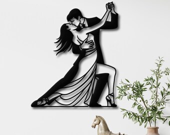 Argentine Tango Metal Wall Art, Minimalist Dancing Couple Decor, Elegant Wall Art for Living Room, Romantic Metal Art Gift, Bedroom Decor