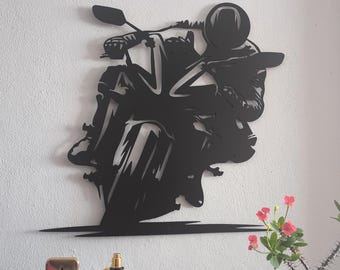 MotoGP Rider Metal Wall Art,  Motorcycle Racing Decor, Garage Sign for Motorcycle Lovers