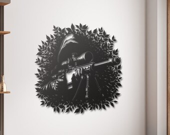 Sniper Metal Wall Sign, Gamer Room Decor, Sniper Metal Wall Decor, Sniper Gun Lover Gift for Brother, Military Gifts for Dad, Man Cave Decor