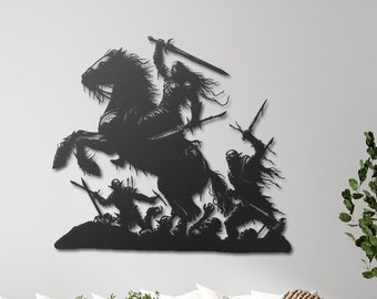 Samurai Battle with Orcs, Samurai Wall Art, Orcs Wall Decor, Fantasy Wall Art, Game Room Decor