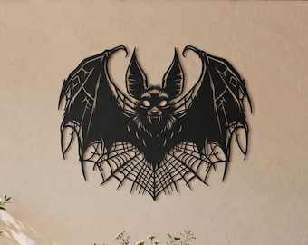 Bat Metal Wall Art, Gothic Home Decor, Halloween Gifts, Dark Wall Hanging