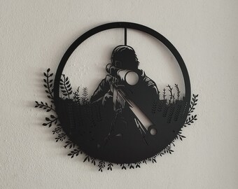 Sniper Metal Wall Decor, Game Room Decor, Sniper Metal Wall Sign, Sniper Gun Lover Gift for Him, Military Gifts for Dad, Man Cave Decor