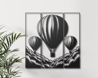 Hot Air Balloon Metal Wall Art, Hot Air Balloon Poster, Housewarming Gift, Gift for Her Romantic Decor, Bedroom Wall Decor, Anniversary Gift