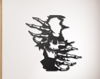 Skull Metal Wall Art, Skeleton Metal Wall Decor, Gothic Home Decor, Gothic Gift for Girlfriend, Birthday Gift for Him Husband,Skeleton Gift