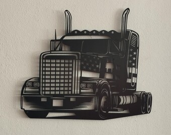 Semi Truck Metal Wall Decor, Freightliner Metal Sign, Truck Metal Wall Art, Man Cave Decor, Truck Metal Wall Sign